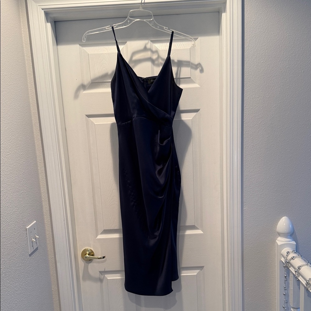 Beautiful sapphire blue satin dress